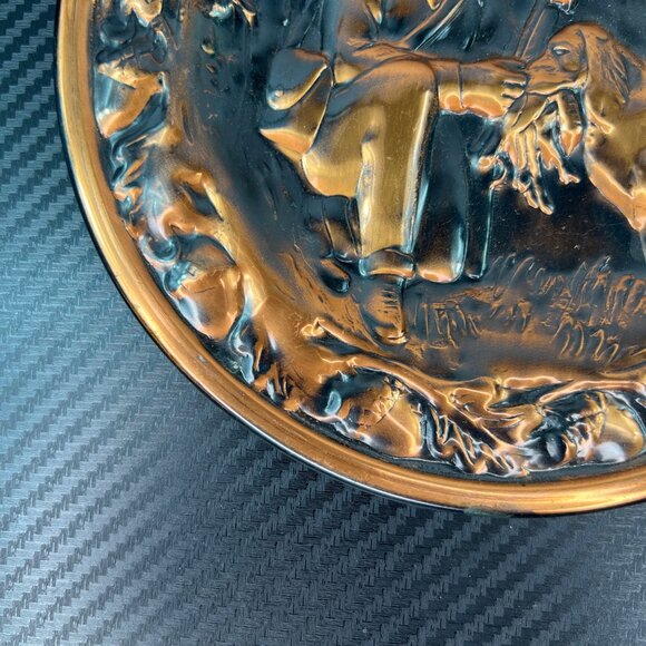 Vintage Coppercraft Relief Wall Hanging Plate Hunter & Dog Pheasant Duck Hunting - Picture 4 of 8